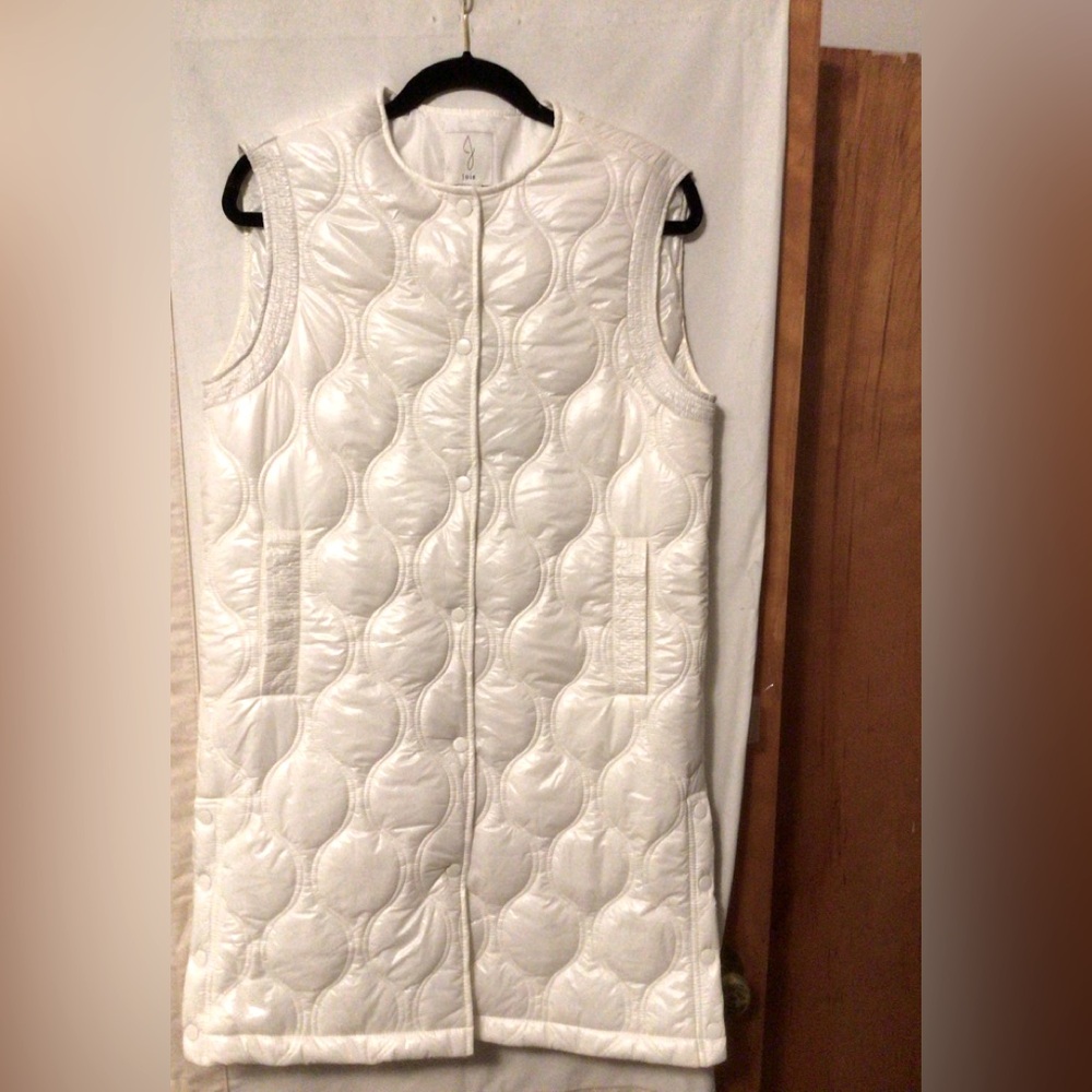J JOIE  LONG PUFFER  SLEEVELESS JACKET SZ S # Transition piece # light weight